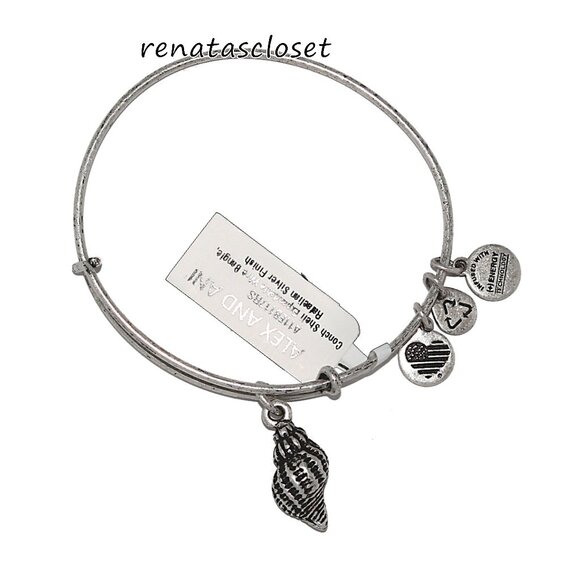 Alex and Ani Starfish Conch Shell Charm Bangle Bracelet NWT/NIP - Picture 1 of 9